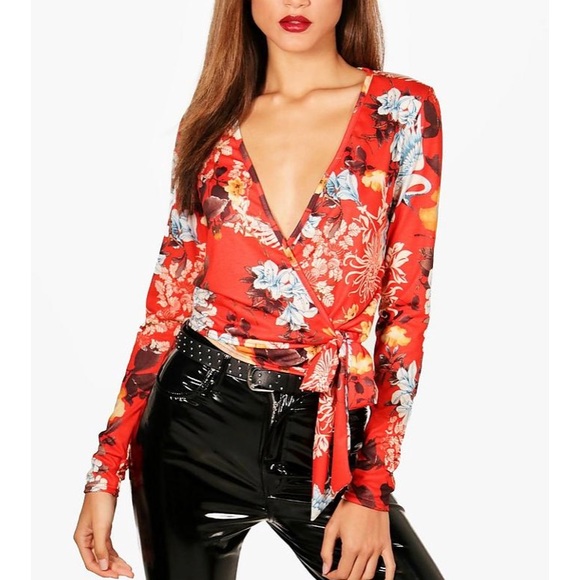boohoo wrap tops